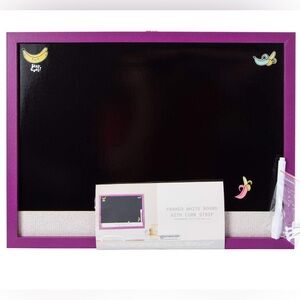Framed Black and Purple Whiteboard with Cork Strip